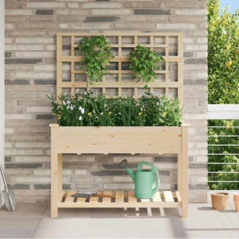 Garden Planter Beige 115 x 60.5 x 153 cm Solid fir wood 42006571