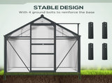 6 x 6ft Polycarbonate Greenhouse, Large Walk-In Green House with Slide Door and Window, Garden T3398P313628