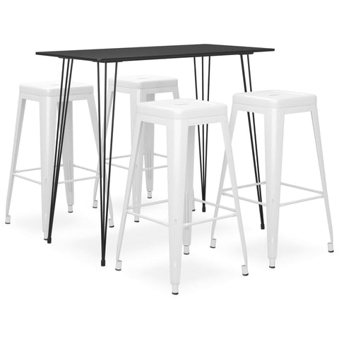 ZNTS 5 Piece Bar Set Black and White 3057374