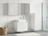 Bathroom Furniture Set 4 pcs White Engineered Wood and Glass 3407447