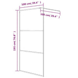 Walk-in Shower Wall White 100x195 cm Clear ESG Glass 152122