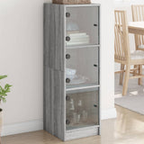 Highboard with Glass Doors Grey Sonoma 35x37x109 cm 836390
