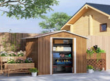 6.5 x 3.5ft Metal Garden Storage Shed - Brown Wood Effect T3398P328386