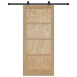 Sliding Door 93 x 211 cm Engineered Wood Natural and Black 3450007