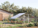 Large Hen Coop, Galvanised Walk In Chicken Run with Cover, 6 x 3 x 2m, Silver T3398P553219