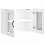 Kitchen Wall Cabinet with Glass Door Kalmar White Engineered Wood 853607