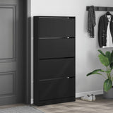 Shoe Cabinet with 4 Flip-Drawers Black 80x21x163.5 cm 3214365