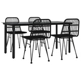 5 Piece Garden Dining Set Black Poly Rattan 3157897