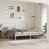 Metal Bed Frame without Mattress with Headboard White 200x200cm 377173