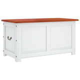 Storage Chest with Lid Brown and White Solid Wood Acacia 364920