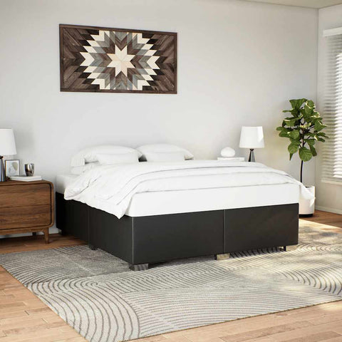 ZNTS Bed Frame without Mattress Black Super King Faux Leather 3284577