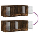 Coffee Table with Glass Doors Smoked Oak 102x50x42 cm 836417