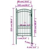 ZNTS Fence Gate with Arched Top Steel 100x175 cm Green 146366