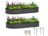 Set of Two 181 x 93cm Steel Planters - Dark Grey T3398P377569