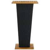 313463 Bar Table Black 60x60x110 cm Poly Rattan and Solid Acacia Wood