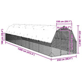 Chicken Run with Roof 2.5x12x2.25 m Galvanised Steel 3328525