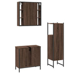 ZNTS 3 Piece Bathroom Cabinet Set Brown Oak Engineered Wood 3214764