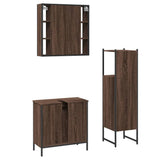 ZNTS 3 Piece Bathroom Cabinet Set Brown Oak Engineered Wood 3214764