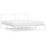 Metal Bed Frame without Mattress with Headboard White 200x200cm 352536