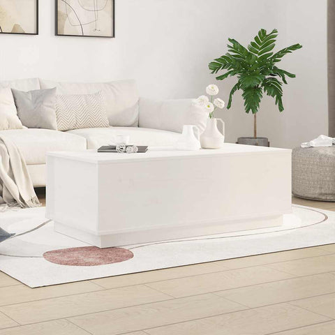 Coffee Table White 100x50x35 cm Solid Wood Pine 813421