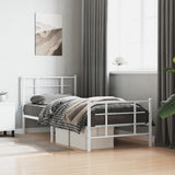 Metal Bed Frame without Mattress with Footboard White 90x190cm 355620