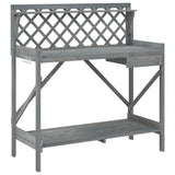 Potting Bench with Trellis Grey Solid Wood Fir 368430