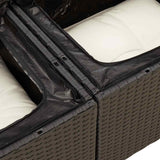 6 Piece Garden Sofa Set with Cushions Black Poly Rattan Acacia 3327549