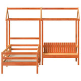 Bed and Bench Set with Roof without Mattress Wax Brown 100x200 cm 3282173