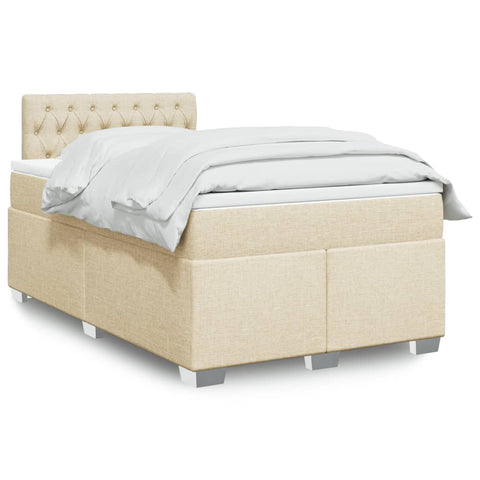 ZNTS Box Spring Bed with Mattress Cream 120x190 cm Fabric 3285839