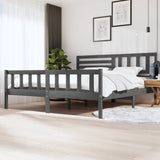 3101175 Bed Frame without Mattress Grey Solid Wood 200x200 cm