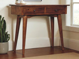 Solid Wood Mini Chestnut Hallway Console, 2 Drawers, Nordic Legs, Chestnut, Brown B2743P403207