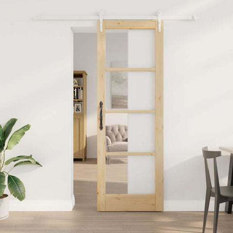 Sliding Door Manual Brown 73.5 x 211 cm Wood and metal 3332353