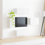 TV Wall Cabinet Set Wall-mounted 4 pcs White Engineered Wood 3408934