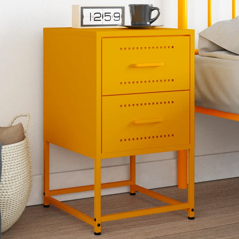 ZNTS Bedside Cabinet Mustard Yellow 36x39x60.5 cm Steel 846464