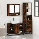 3 Piece Bathroom Furniture Set Smoked Oak Engineered Wood 3301182