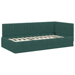 Corner Bed Frame with Headboard Dark green 100 x 200 cm Velvet 42016278