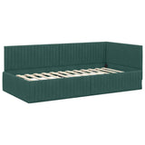 Corner Bed Frame with Headboard Dark green 100 x 200 cm Velvet 42016278