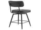 2 Pcs Black PU Swivel Bar Stools with Button-Tufted Backrest and Metal Legs 86805755