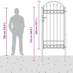Fence Gate Grey 100 x 250 cm Powder-coated steel 42008929