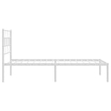 Metal Bed Frame without Mattress with Headboard White 75x190cm 355698