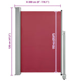 Patio Retractable Side Awning 120x300 cm Red 48345