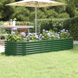 ZNTS Garden Raised Bed Powder-coated Steel 224x80x36 cm Green 318918