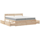 Bed with Drawers and Mattress 200x200 cm Solid Wood Pine 3281886