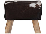 Bench 40 x 30 x 45 cm Real Leather Black and White 42042102