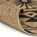 Handmade Rug Jute with Black Print 120 cm 133699