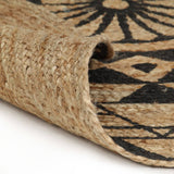 Handmade Rug Jute with Black Print 120 cm 133699