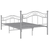 Bed Frame Grey Powder-coated metal Double Bed Frame Rectangular 324996