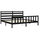 Bed Frame without Mattress Black 200x200 cm Solid Wood Pine 3192060