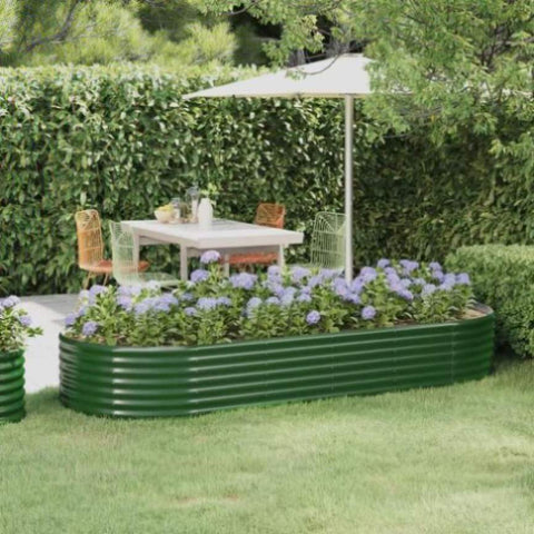 Garden Raised Bed Galvanised Steel 249x100x36 cm Green 318993