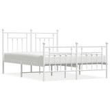 Metal Bed Frame without Mattress with Footboard White 150x200cm 353606